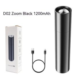 Built-in Lithium Battery Flashlight For Strong Light Lighting (Option: D02 Black Zoom 1200 MA)