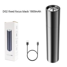 Built-in Lithium Battery Flashlight For Strong Light Lighting (Option: D02 Black Fixed Focus 1800 MA)