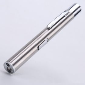 Led Stainless Steel Rechargeable Flashlight (Color: grey)