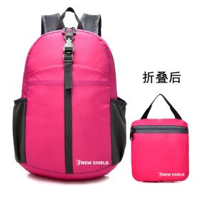 Folding Ultralight Portable Backpack as Outdoor Cycling Mountaineering Travel Backpack (Color: Pink)